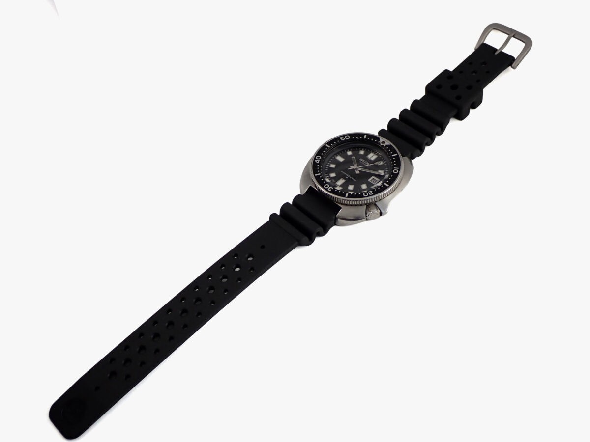 SEIKO 150M Diver 6105-8110 Cal.6105B Auto Watch 1974 Black Dial Rubber Strap