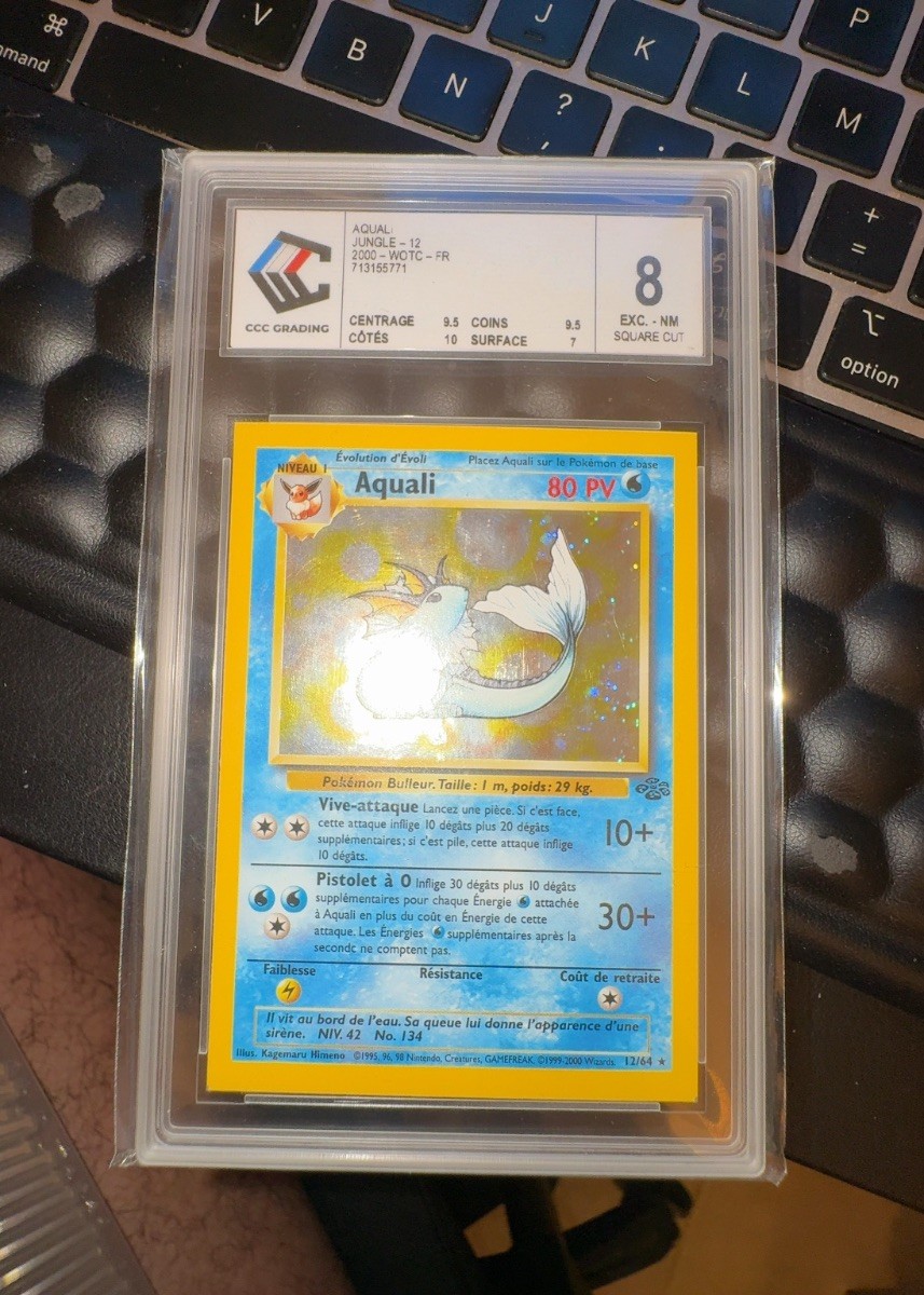 Aquali Vaporeon 12/64 Jungle Miscut Square Cut Error CCC 8 FR