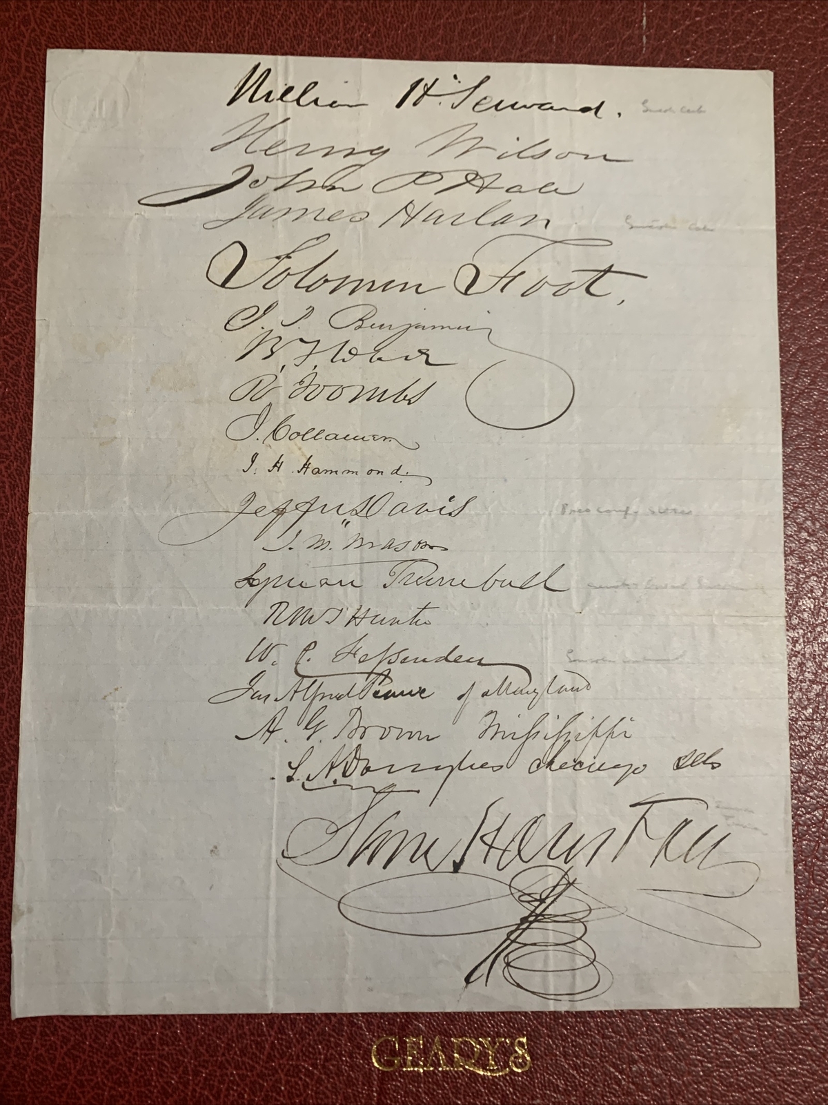 Autographs of Key People In 1850-1875 Sam Houston Signature & Rubric Very Rare Autographs of Key People In 1850-1875 Sam Houston Signature & Rubric Very Rare