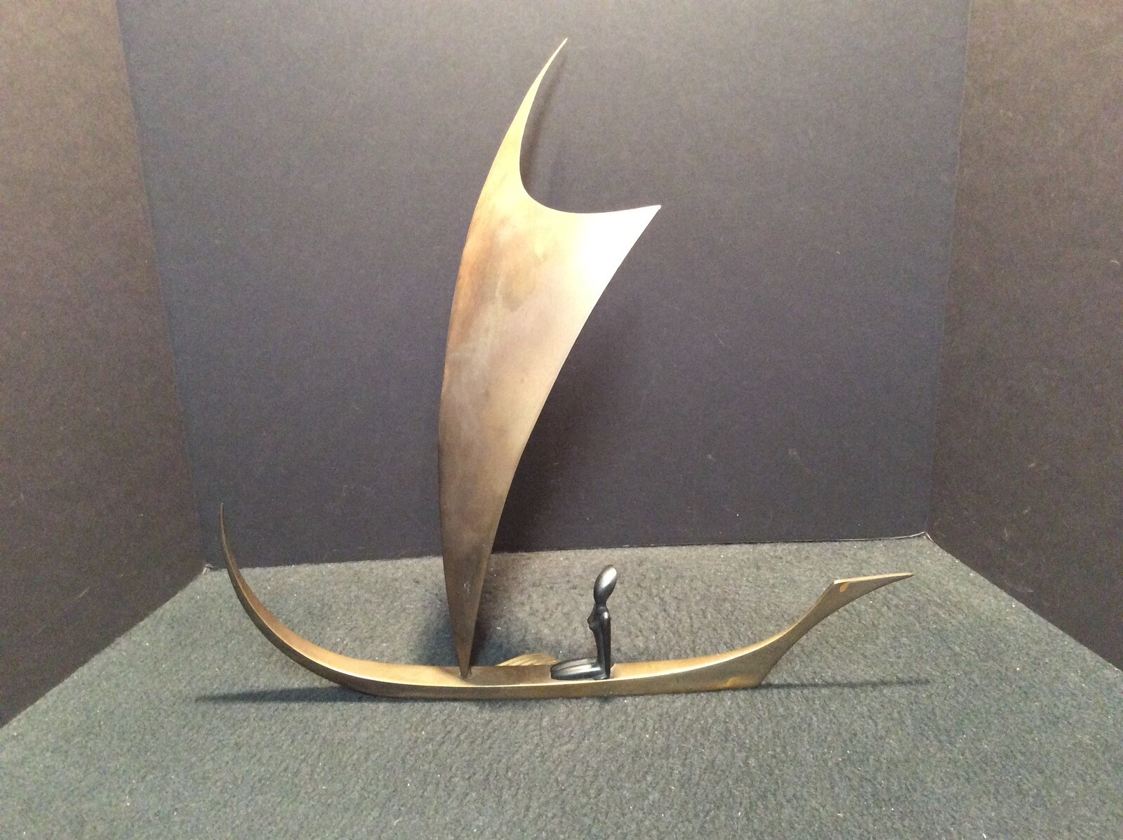 Original Signed Hagenauer Wein Werkstatte Brass/ Bronze Sailing Ship with Figure Original Signed Hagenauer Wein Werkstatte Brass/ Bronze Sailing Ship with Figure