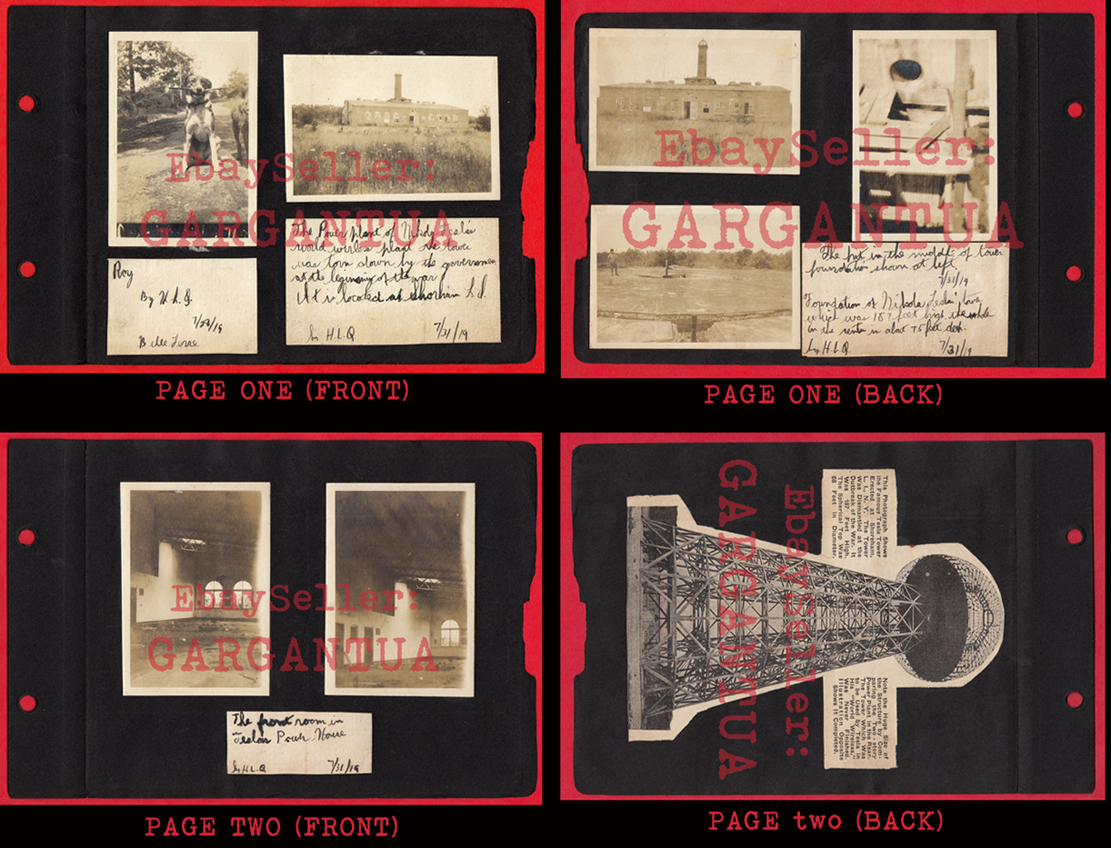 NIKOLA TESLA POWER PLANT EMPTY RUINS 1919 VINTAGE PHOTO LOT on 2 ALBUM PAGES NIKOLA TESLA POWER PLANT EMPTY RUINS 1919 VINTAGE PHOTO LOT on 2 ALBUM PAGES