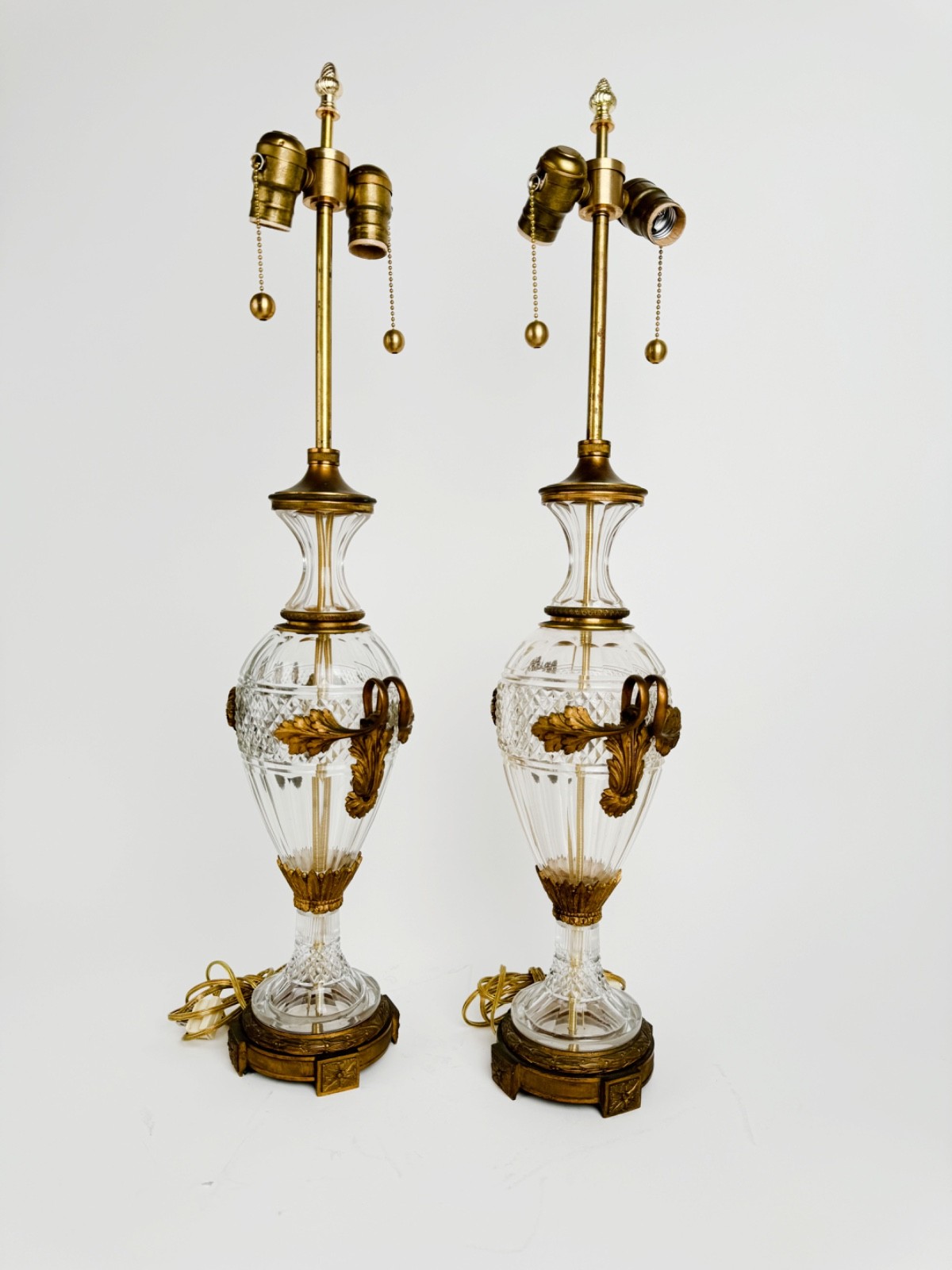 Pair Of 19th Century Austrian Cut Crystal Mounted Gilt Bronze Vases Pair Of 19th Century Austrian Cut Crystal Mounted Gilt Bronze Vases