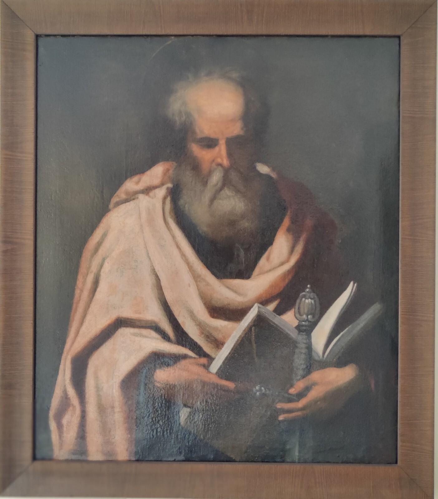 Antique 16c-17c Italian School Old Masters Oil On Canvas Painting Of St. Paul