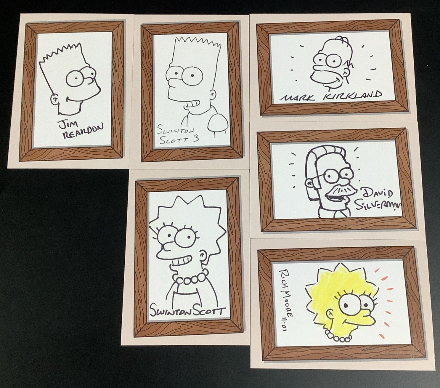 2001 INKWORKS THE SIMPSONS 6 Rare Sketch Cards SK1,SK1,SK2,SK6,SK8,SK9