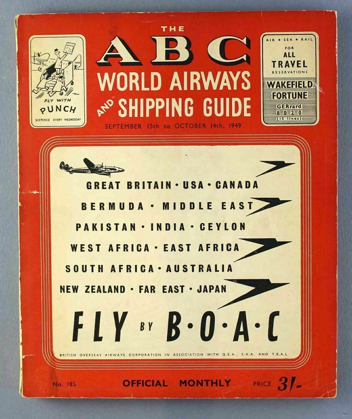 ABC WORLD AIRWAYS GUIDE SEPTEMBER-OCTOBER 1949 TIMETABLE MALAYAN SIAMESE CATC