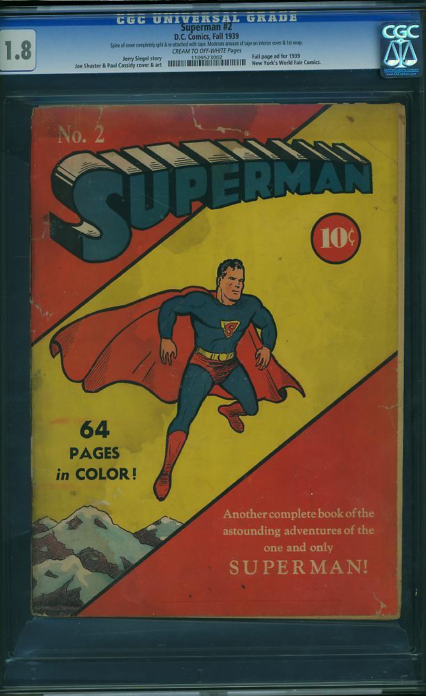 Superman #2 CGC 1.8 DC 1939 Hard to find JLA Follows Action D12 112 1 cm Superman #2 CGC 1.8 DC 1939 Hard to find JLA Follows Action D12 112 1 cm