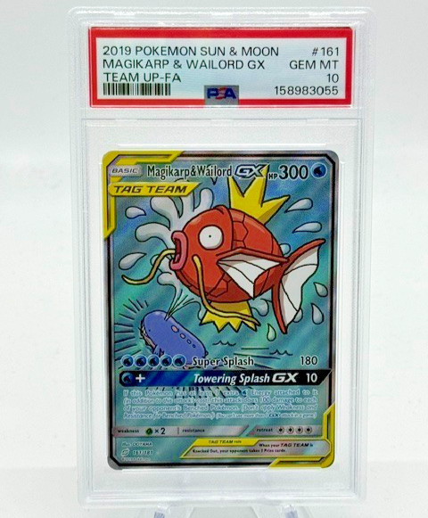 2019 POKEMON MAGIKARP & WAILORD GX TEAM UP-FA SUN & MOON TEAM UP #161 PSA 10
