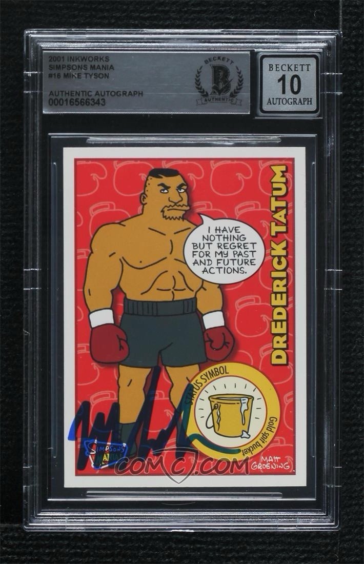 2001 Inkworks Simpsons Mania Drederick Tatum #16 Mike Tyson Auto Signed BAS