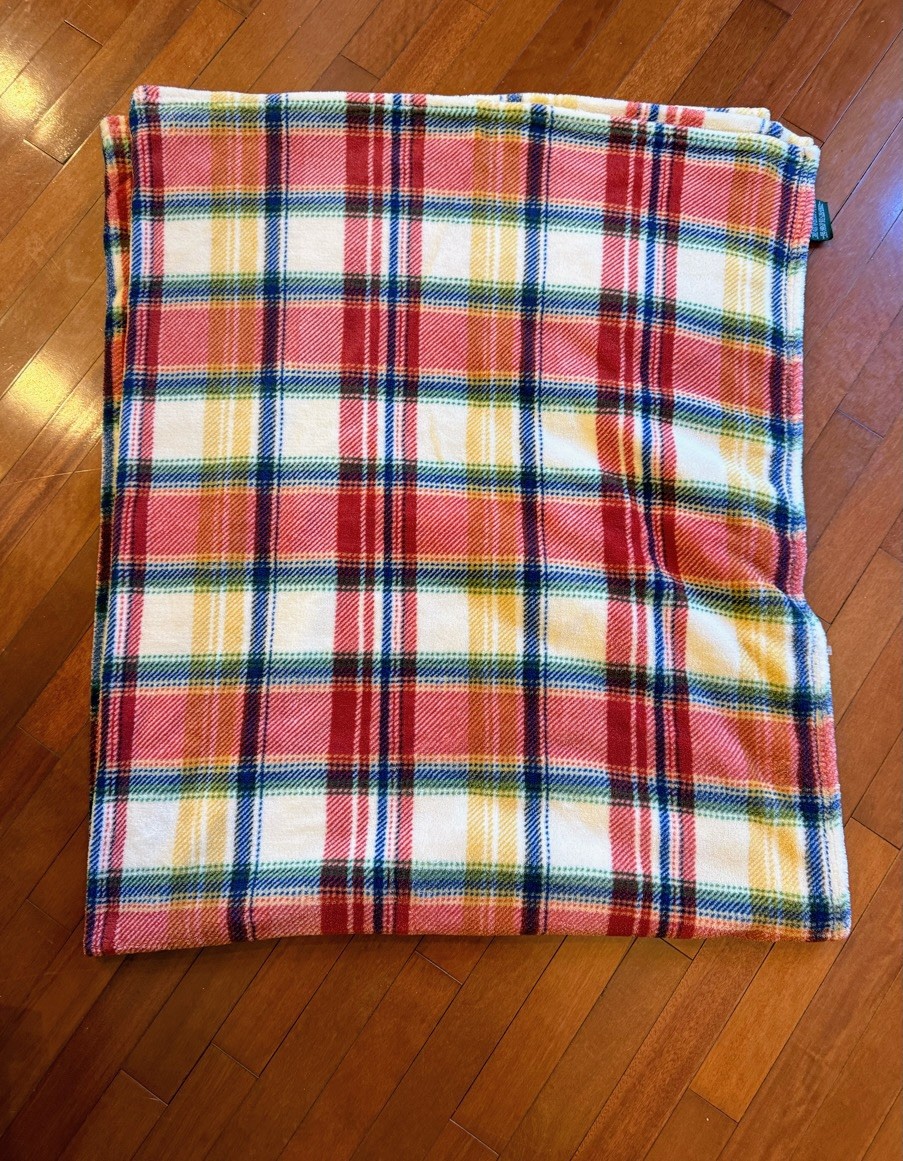 Vintage Ralph Lauren Fleece Blanket Plaid Natural Tones 72” X 62” - H34 Vintage Ralph Lauren Fleece Blanket Plaid Natural Tones 72” X 62” - H34