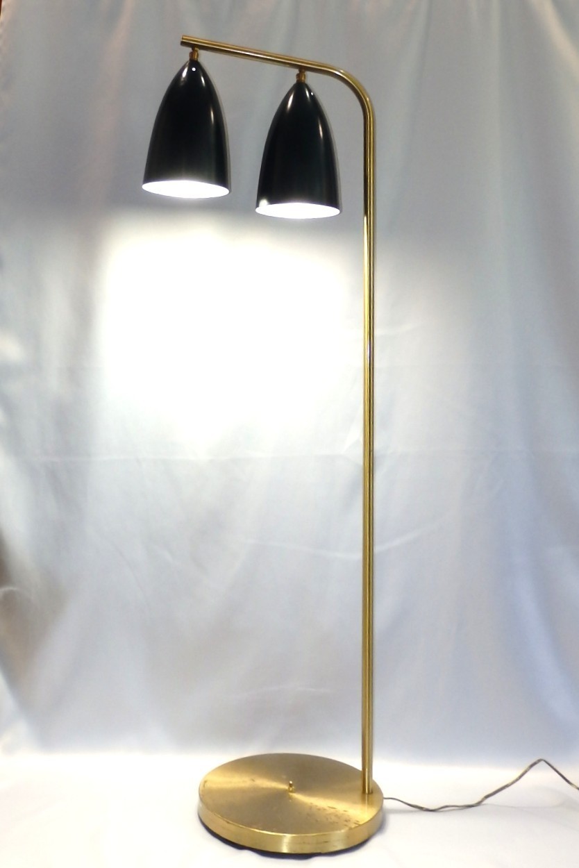 Rare Mid Century Nordic Modern 1948 GRETA GROSSMAN Green & Gold FLOOR LAMP Rare Mid Century Nordic Modern 1948 GRETA GROSSMAN Green & Gold FLOOR LAMP