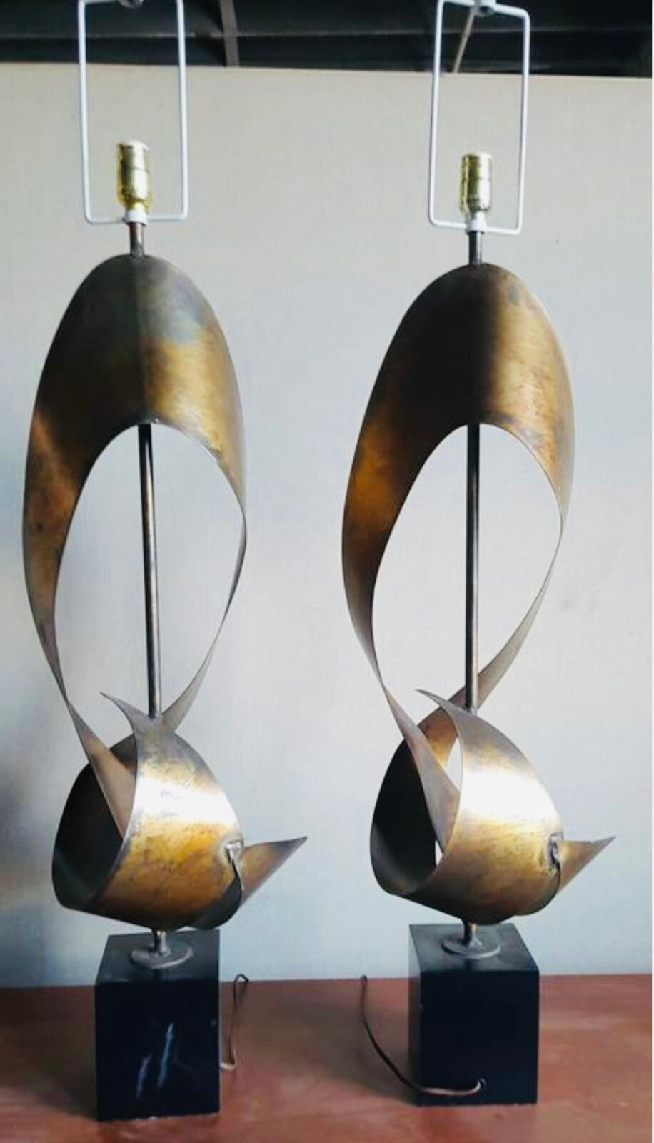 Beautiful Pair of Harry Balmer/Richard Barr Brutalist MCM Table Lamp