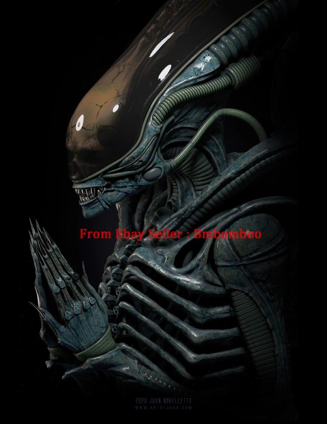 Customized 2.3m Alien Resin+Stainless Steel Internal Structure Full Body Statue