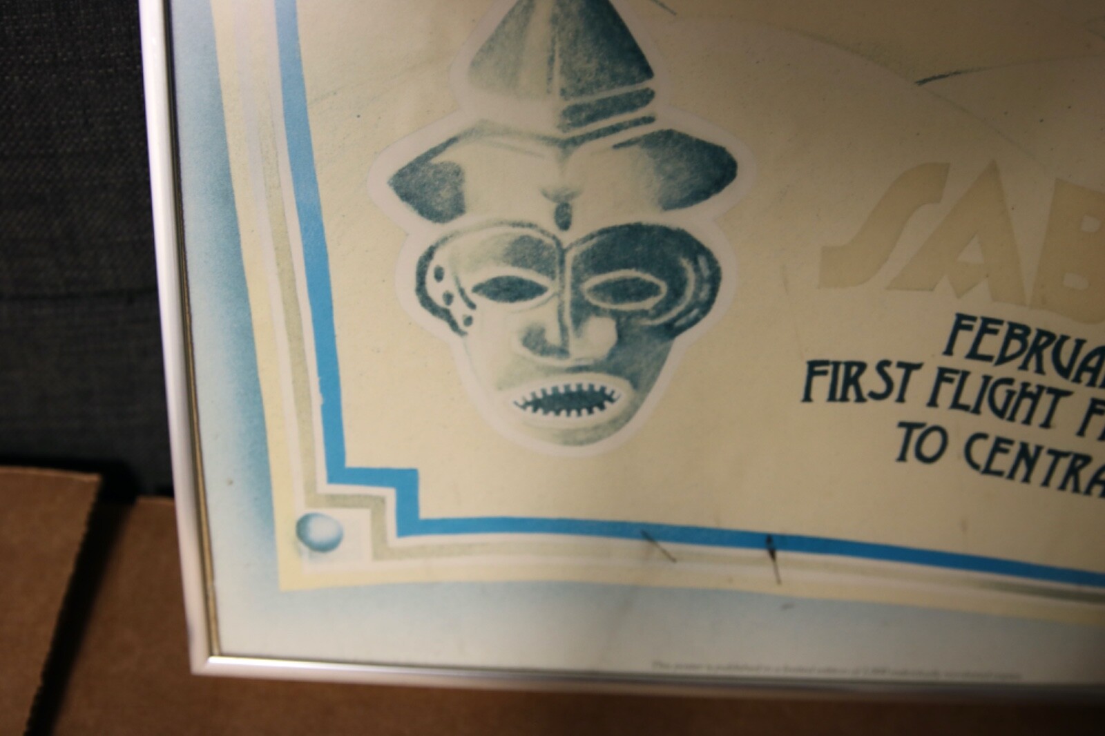 SABENA AIRWAYS POSTER ( First Flight from Brussels To Central Africa)