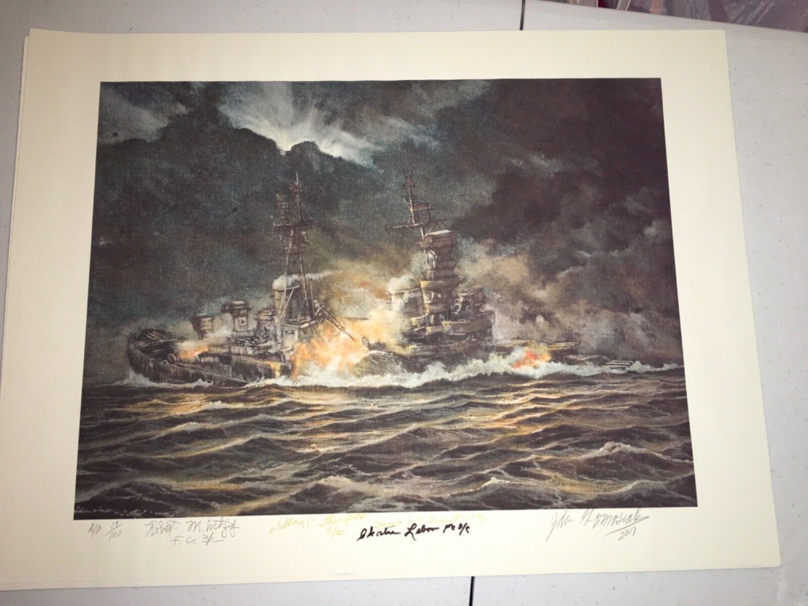 USS Indianapolis Print Signed by 4 Survivors & Artist John Gromosiak #19/100 USS Indianapolis Print Signed by 4 Survivors & Artist John Gromosiak #19/100