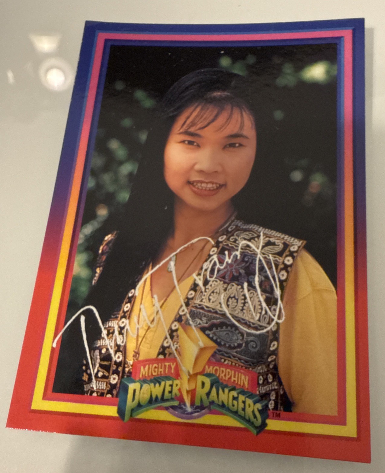 Power Rangers 94 MMPR Card Signed THUY TRANG Yellow AUTOGRAPH TRINI Y2K VTG RARE Power Rangers 94 MMPR Card Signed THUY TRANG Yellow AUTOGRAPH TRINI Y2K VTG RARE