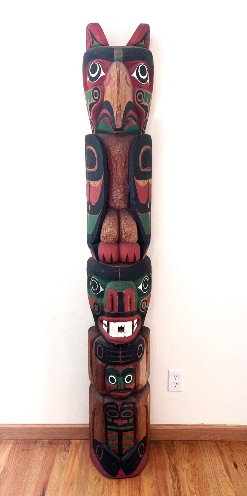 1964 Vintage Chief Don Lelooska Large Carved & Brightly Painted Totem Pole 6 Ft