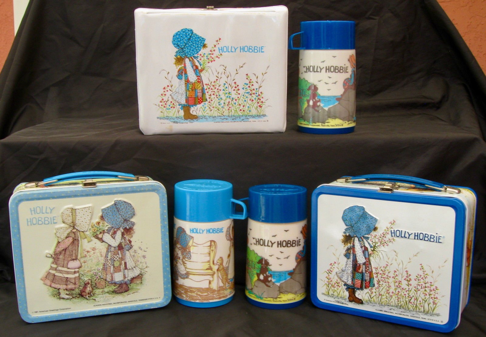 Vintage HOLLY HOBBIE Lunchboxes & Thermoses - Lot of 3 Kit (1979-81) C-9.0 Minty