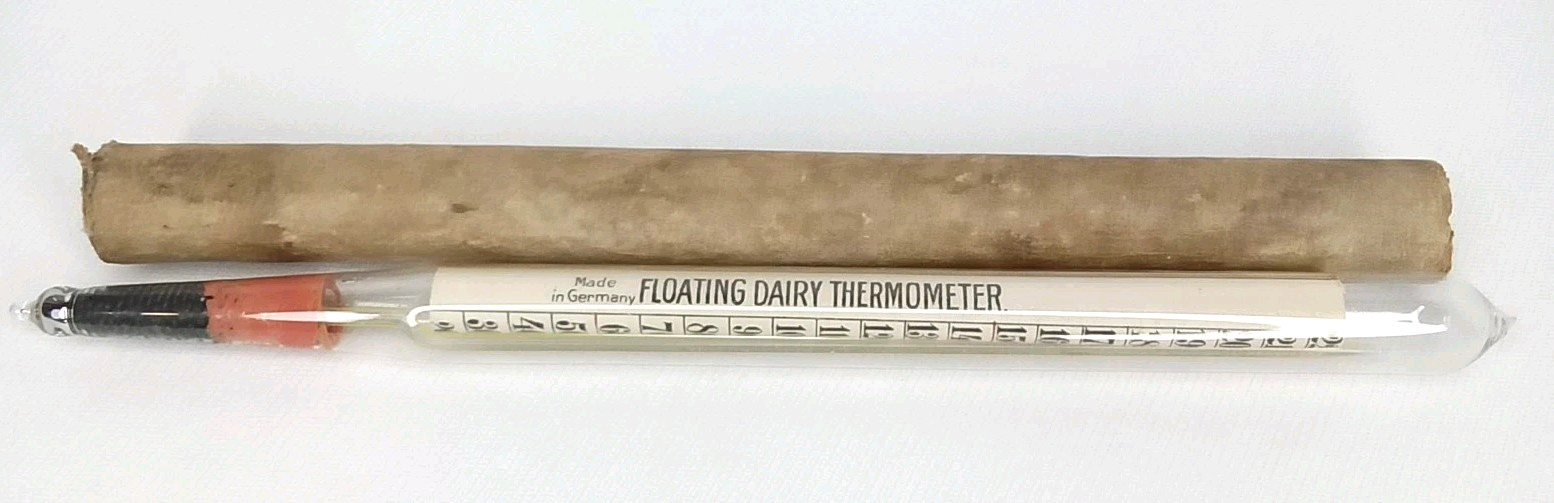 Antique Glass Floating Dairy Thermometer R. A. Lister & Co Made In Germany 1930s Antique Glass Floating Dairy Thermometer R. A. Lister & Co Made In Germany 1930s