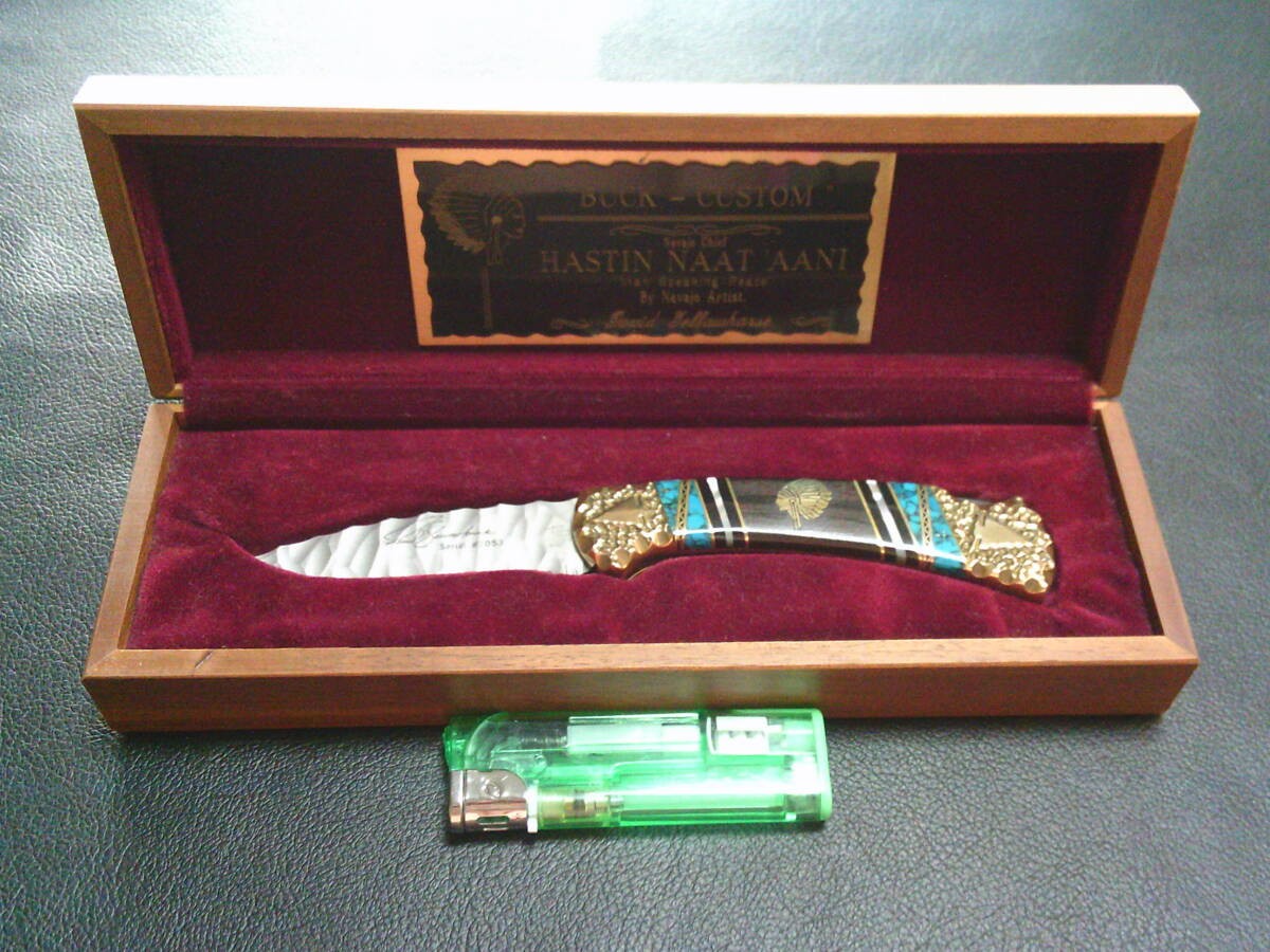 BUCK CUSTOM DAVID YELLOW HORSE Folding Knife w/Serial Number