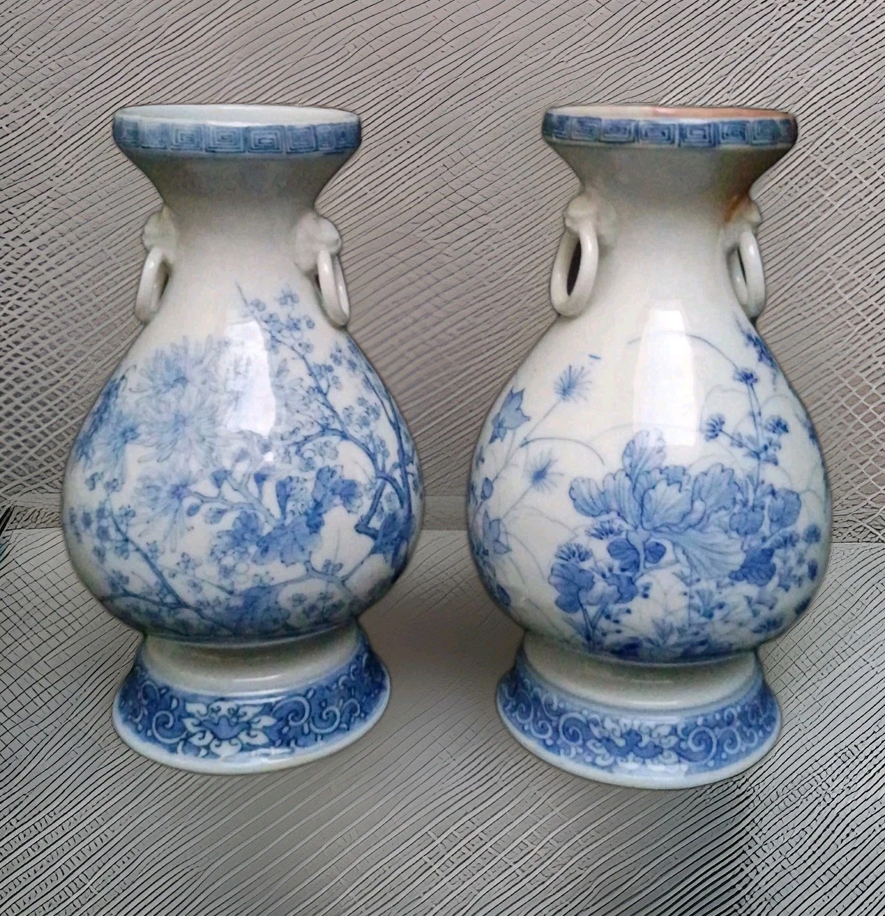 pair 2 Antique Japanese Porcelain Seto Vase Kato Shigeju 7.5 pair 2 Antique Japanese Porcelain Seto Vase Kato Shigeju 7.5