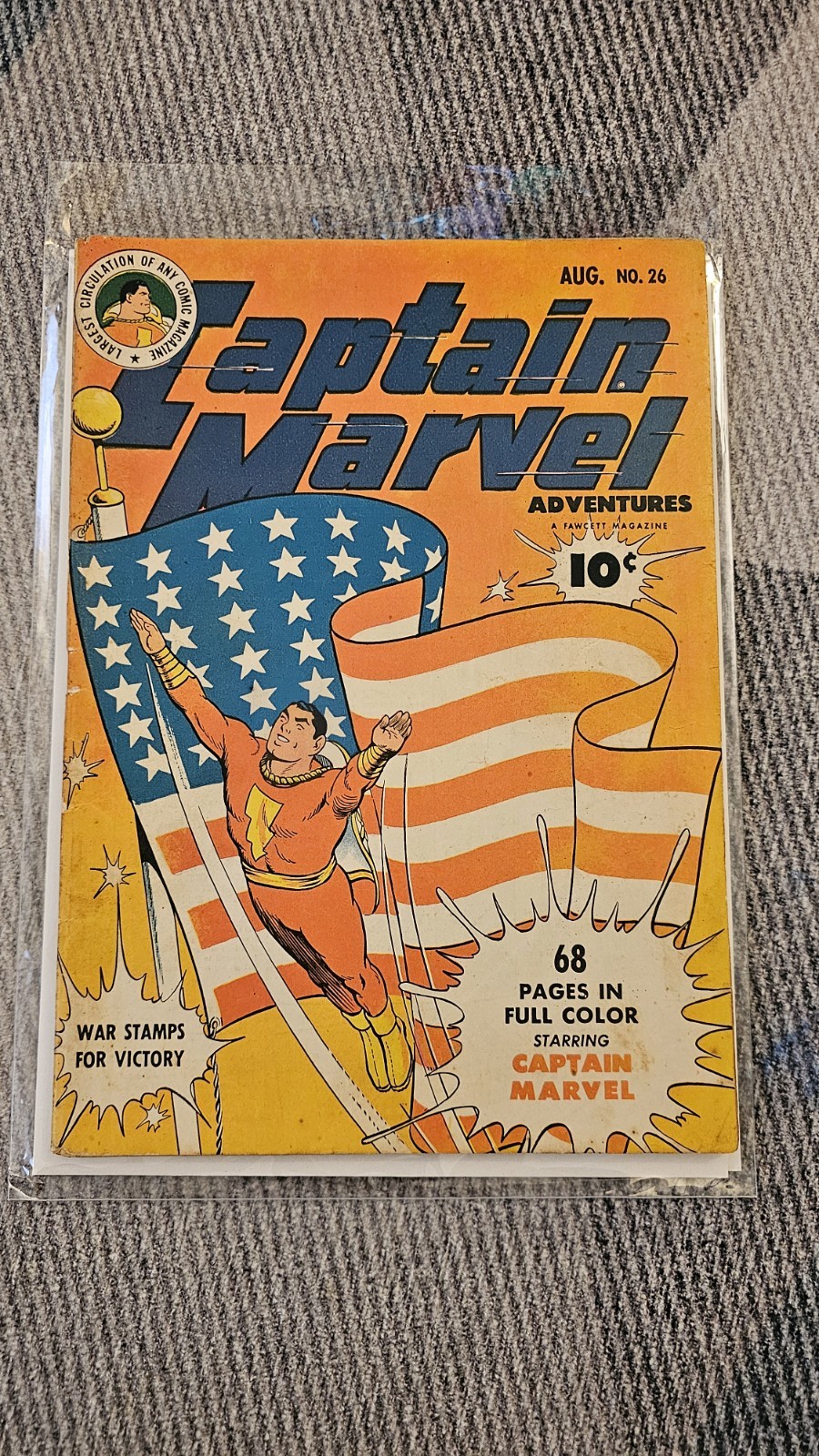 Captain Marvel Adventures 26 Classic Flag cover Mr. Mind Monster Society 1943 Captain Marvel Adventures 26 Classic Flag cover Mr. Mind Monster Society 1943
