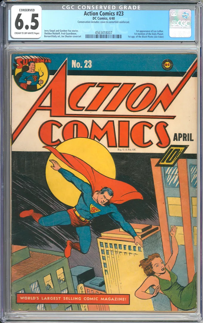 Action Comics #23 (Conserved) 1st App. Lex Luthor Superman DC 1940 CGC 6.5