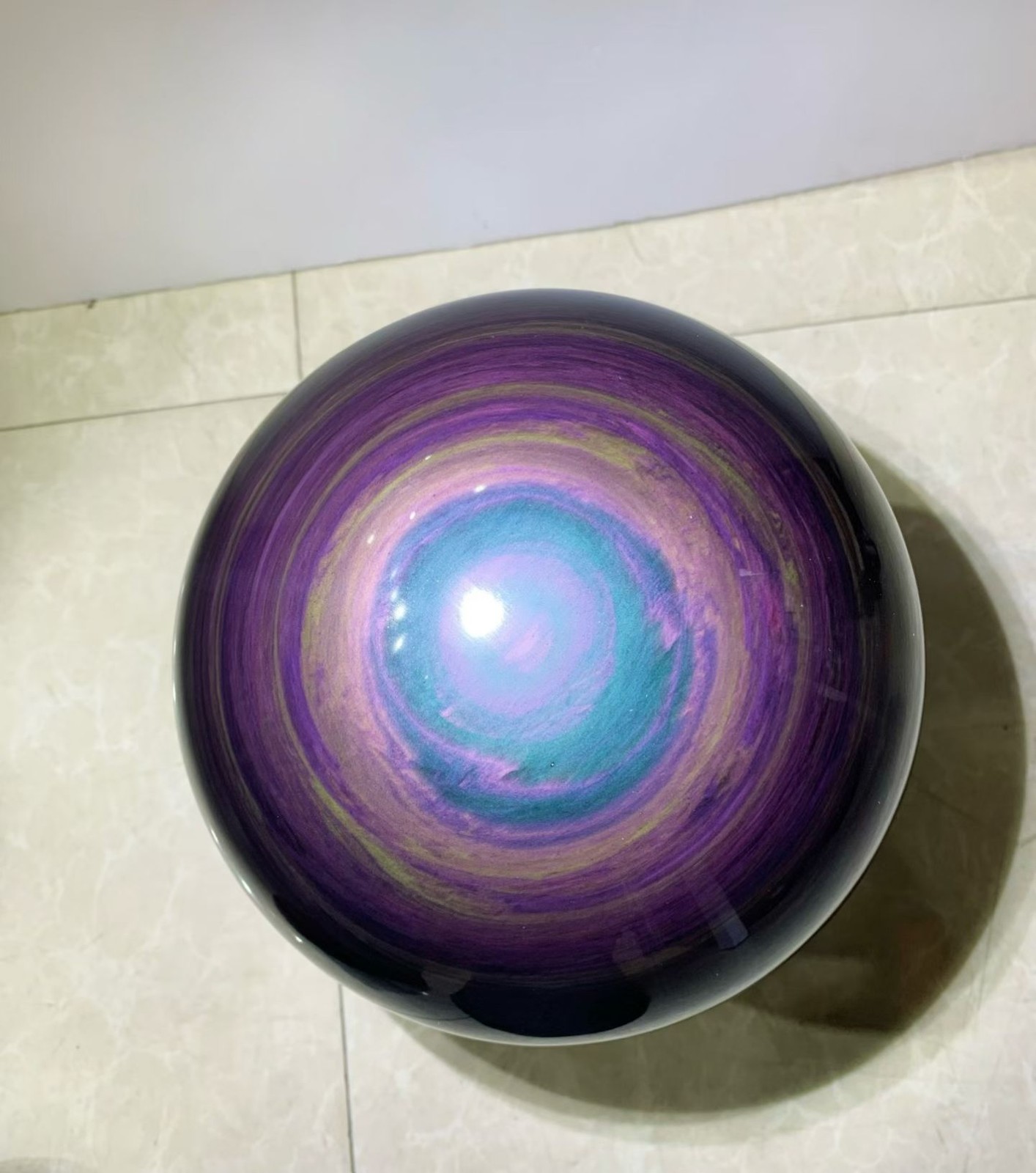 Natural Rainbow Obsidian Sphere with Stunning Purple Blue Sheen