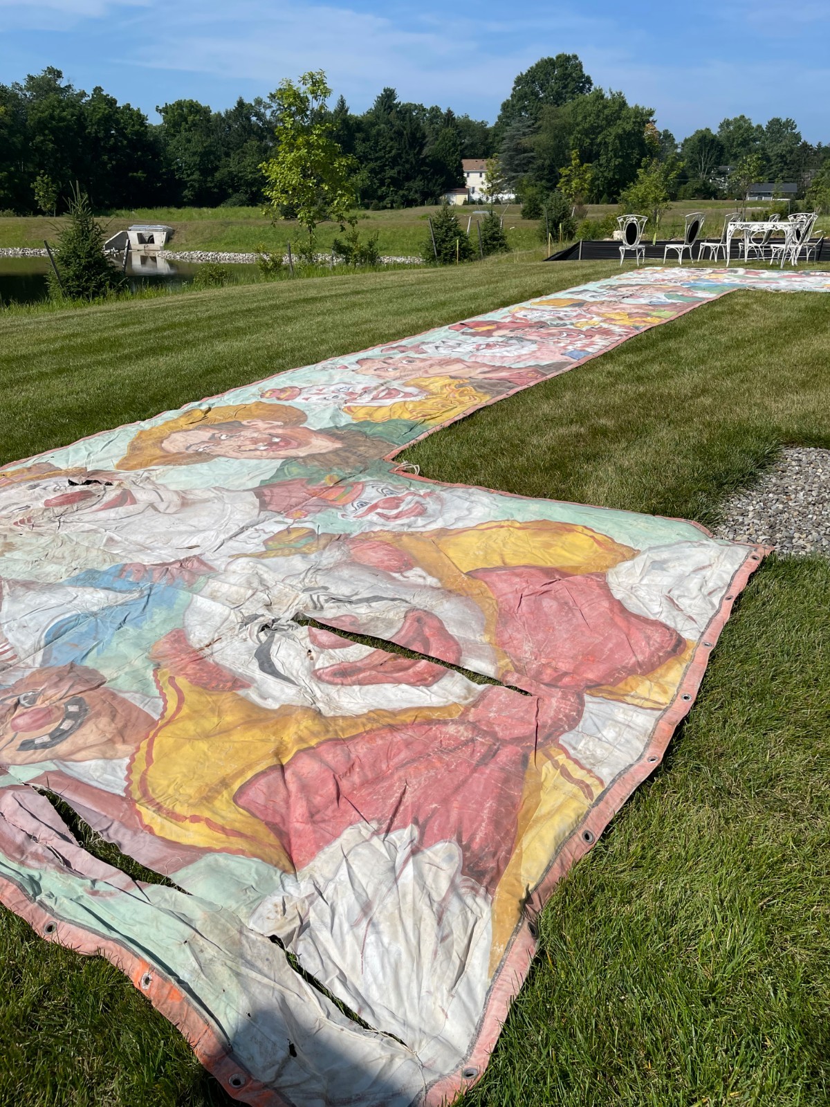 Antique Fred Johnson Very Large Circus Banner  O'Henry Tent Company - Very RARE