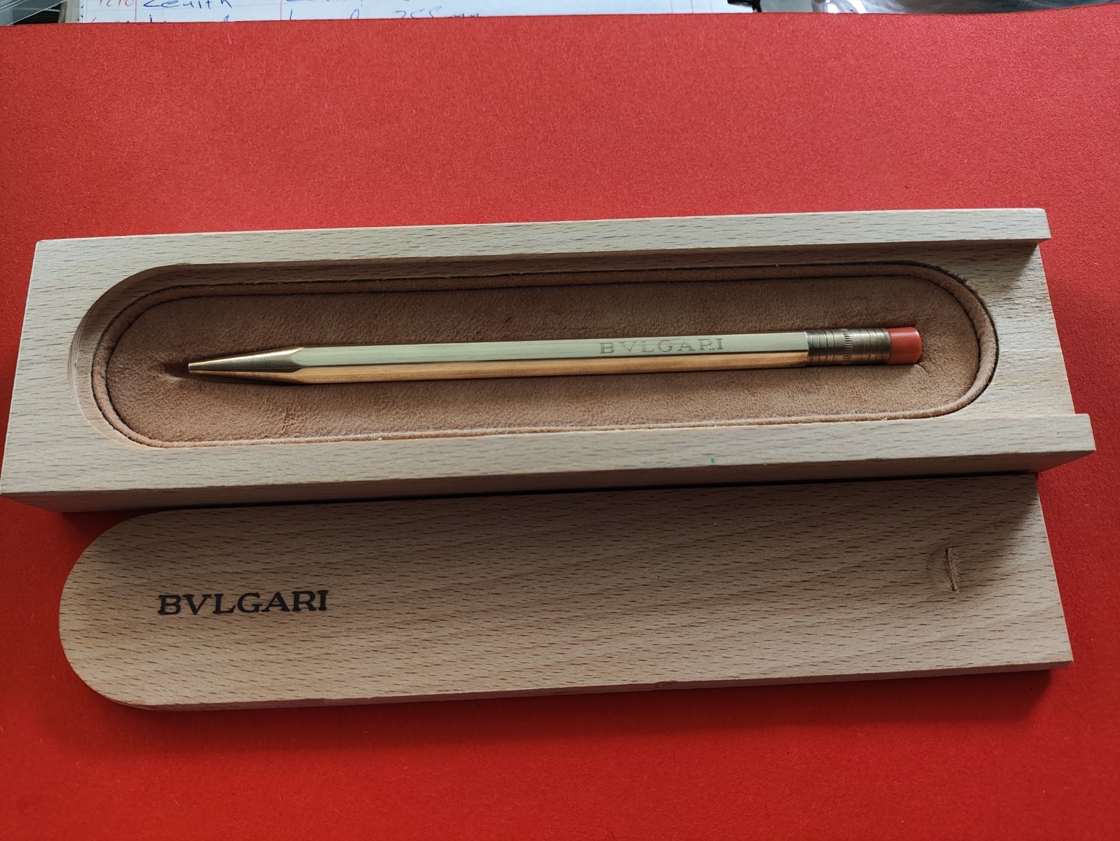 Rare Bulgari Koska Rolled Gold On Sterling Silver Pen Coral Eraser _071 Rare Bulgari Koska Rolled Gold On Sterling Silver Pen Coral Eraser _071