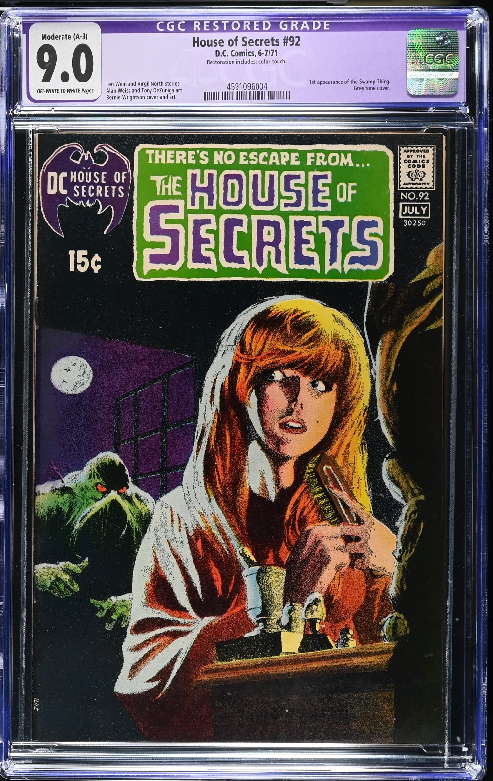 1971 House of Secrets 92 CGC 9.0 Restored. 1st Appearance of Swamp Thing. 1971 House of Secrets 92 CGC 9.0 Restored. 1st Appearance of Swamp Thing.