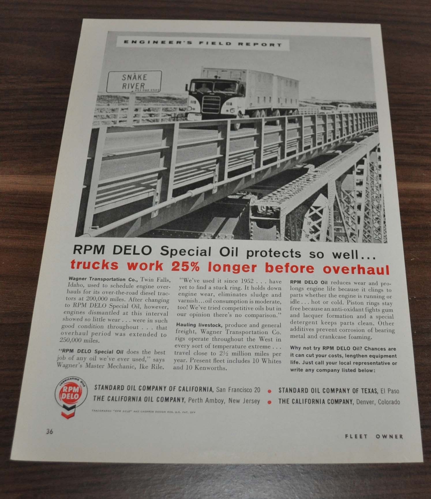 1959 Kenworth Truck Ad RPM Delo Standard Oil Snake River Firestone AIRIDE 1959 Kenworth Truck Ad RPM Delo Standard Oil Snake River Firestone AIRIDE
