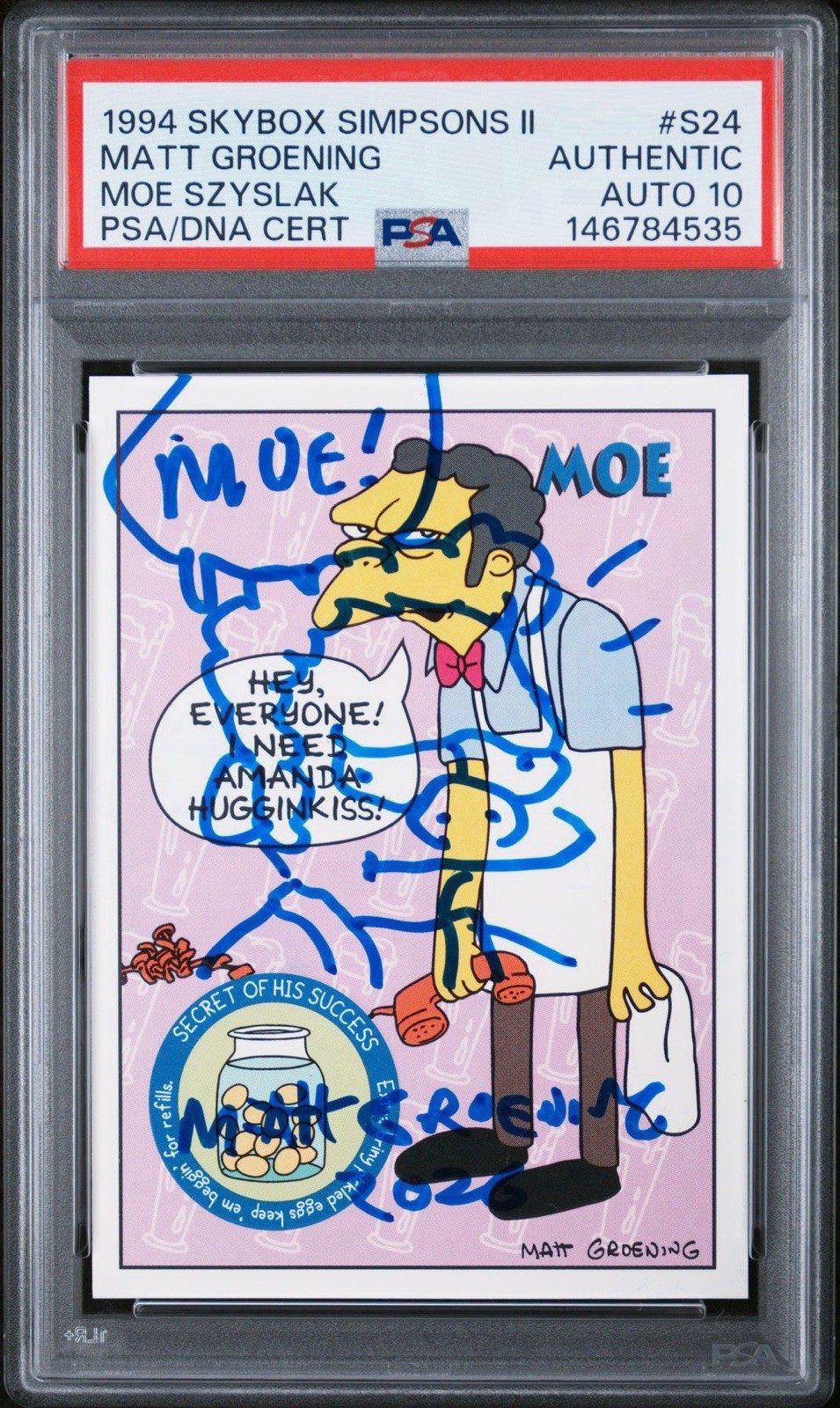1994 Skybox Simpsons #S24 Matt Groening Signed Moe Szyslak Rookie PSA AUTO 10 RC 1994 Skybox Simpsons #S24 Matt Groening Signed Moe Szyslak Rookie PSA AUTO 10 RC