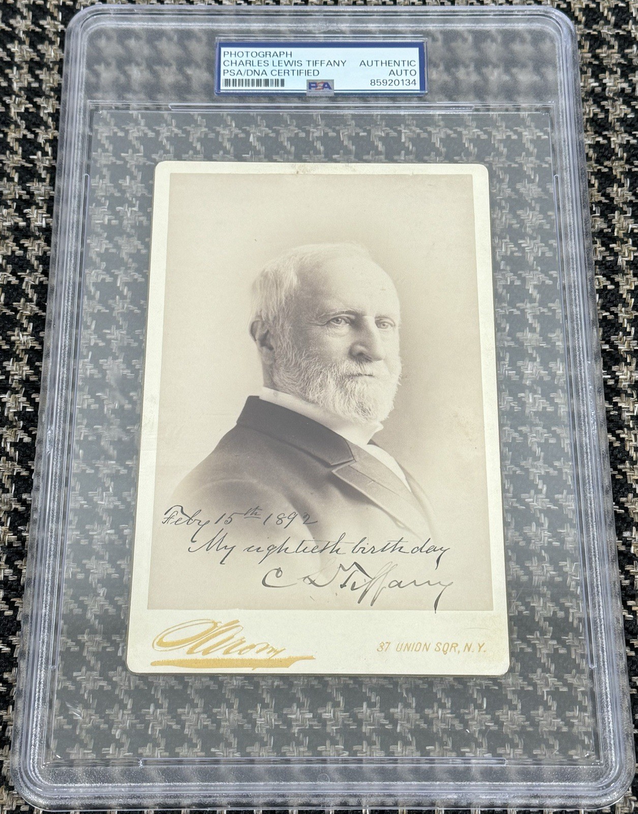 Charles Lewis Tiffany Signed Autograph 1892 Cabinet Photo PSA/DNA Encased Charles Lewis Tiffany Signed Autograph 1892 Cabinet Photo PSA/DNA Encased