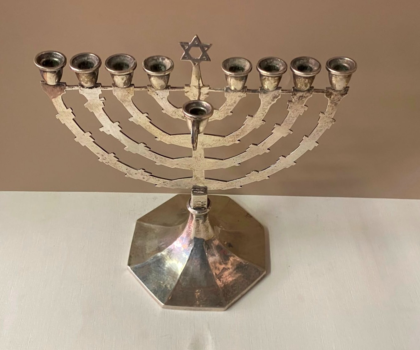 Jewish Judaica 1920s Austria Art Deco Silver Menorah