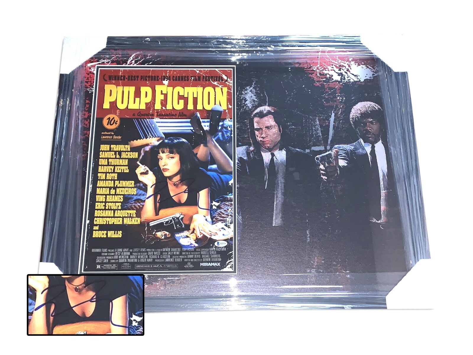 QUENTIN TARANTINO PULP FICTION SIGNED AUTO 12X18 PHOTO CUSTOM FRAMED BECKETT BAS