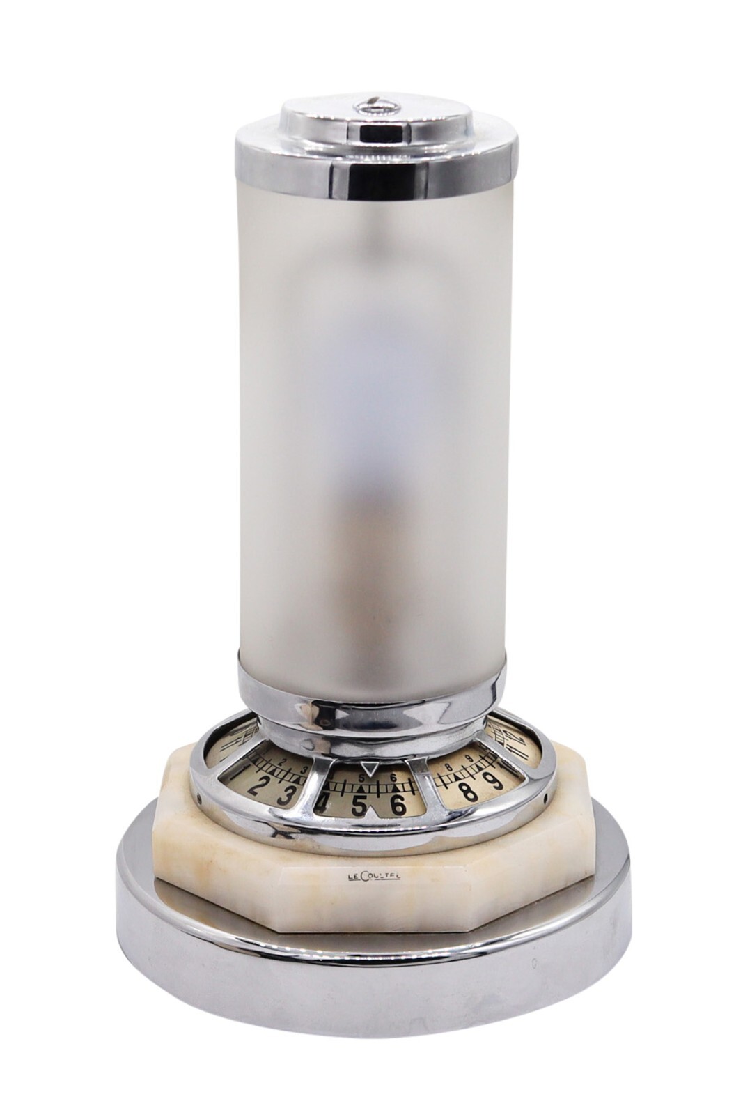 Jaeger LeCoultre France 1928 Art Deco Luxhora Cylindrical Desk Clock And Lamp