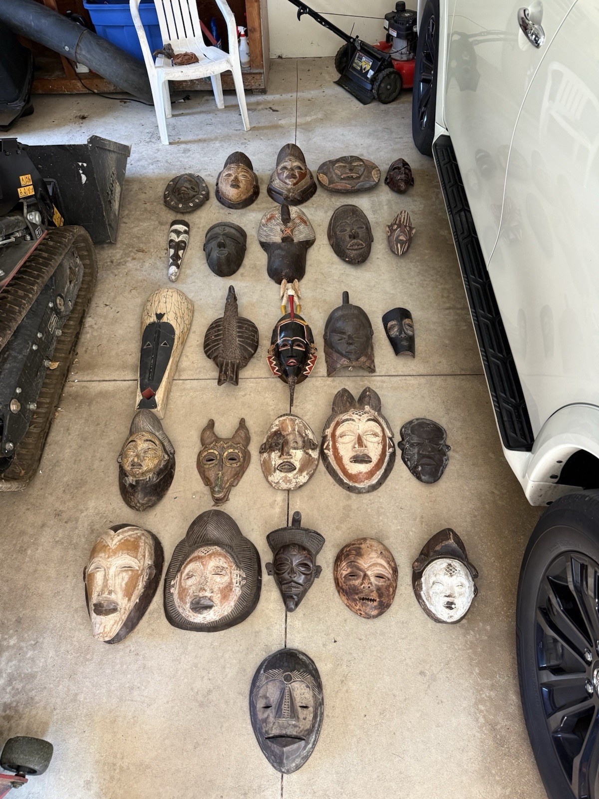 Handmade African Tribal Carved Wood Masks Lot - Assorted Sizes, Multiple Pieces Handmade African Tribal Carved Wood Masks Lot - Assorted Sizes, Multiple Pieces