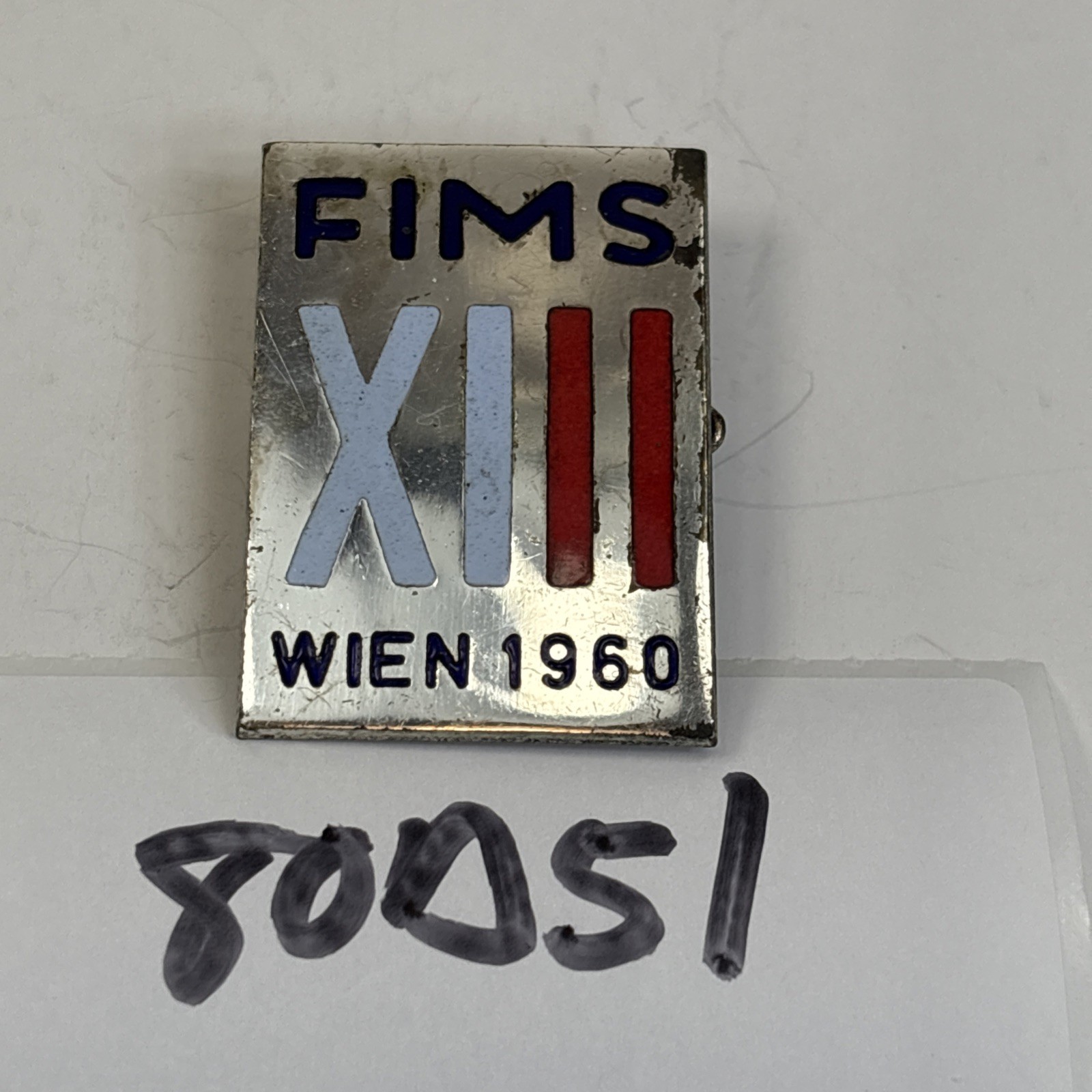 FIMS XIII Wien 1960 Federazione Medico Sportiva Italiana Badge Pin-Back 80D51 FIMS XIII Wien 1960 Federazione Medico Sportiva Italiana Badge Pin-Back 80D51