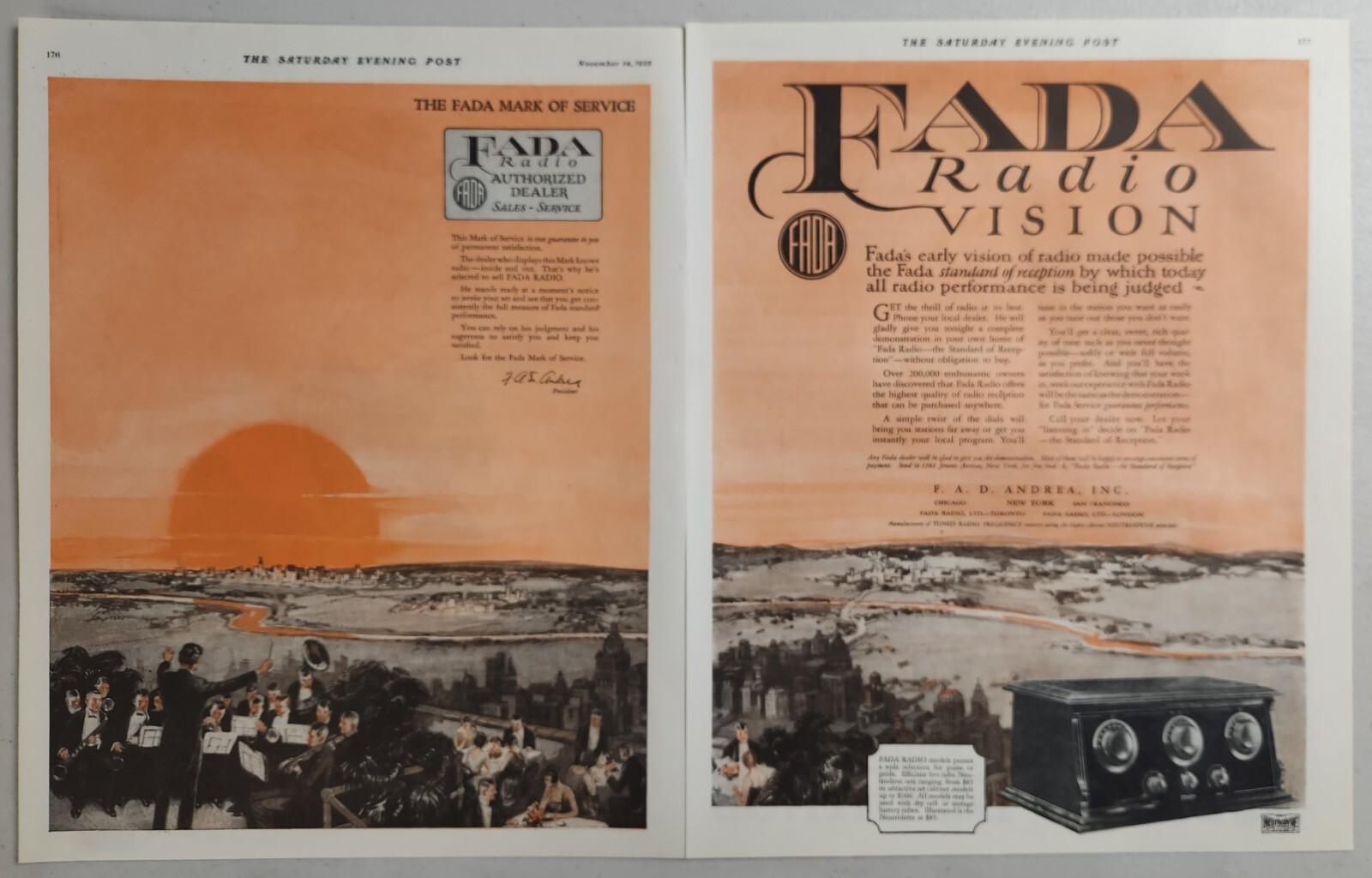 1925 Print Ad Fada Radio Vision Mark of Service F.A.D. Andrea Inc. 1925 Print Ad Fada Radio Vision Mark of Service F.A.D. Andrea Inc.