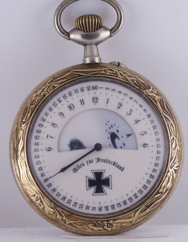 Oversized 70mm Antique WWI German Army Award Pocket Watch c.1916 – 24H Day/Night