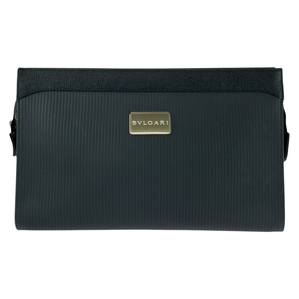 BVLGARI Millerige Men’s PVC Clutch Bag Black Silver Metal Fittings BVLGARI Millerige Men’s PVC Clutch Bag Black Silver Metal Fittings
