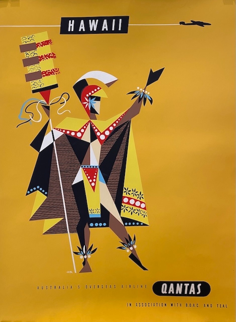 Original Vintage Australian Qantas Travel Poster, c. 1959 Original Vintage Australian Qantas Travel Poster, c. 1959