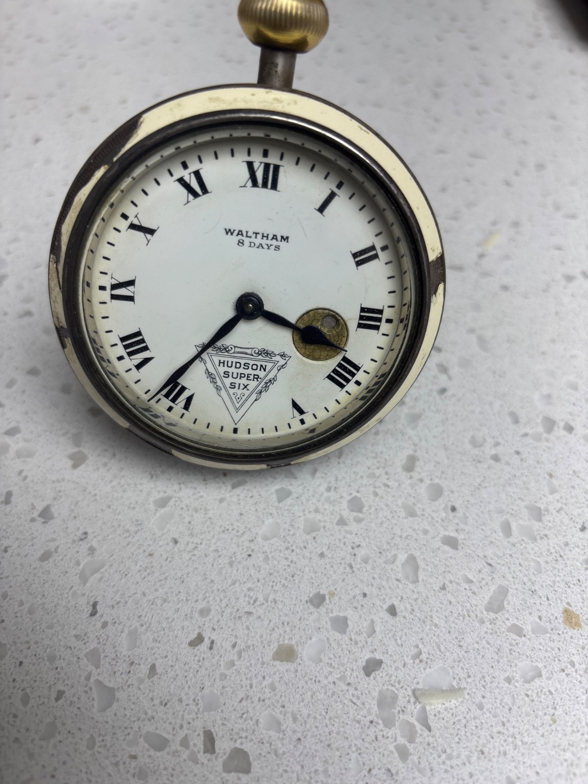 Antique 1920 Hudson Super 6 Dashboard Waltham 8Day Auto Clock w Mounting Bracket Antique 1920 Hudson Super 6 Dashboard Waltham 8Day Auto Clock w Mounting Bracket