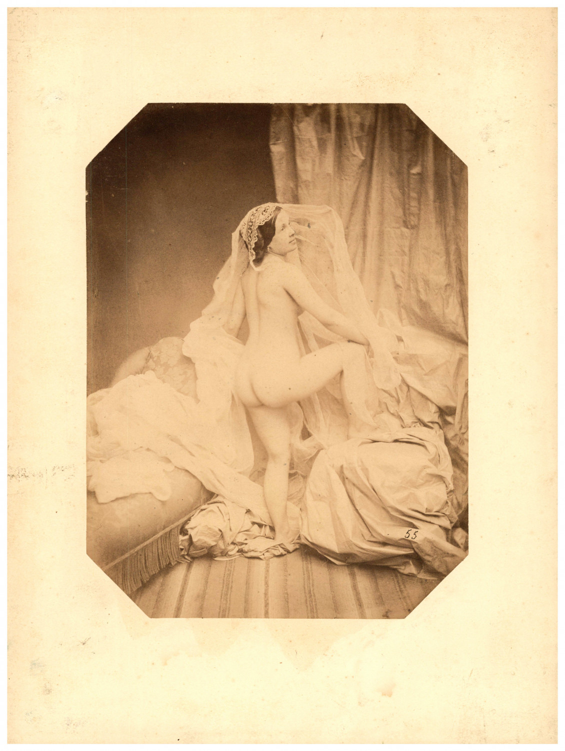 Belloc, studio de nu vintage print. Cardboard size 31 x 23 cm salted paper  