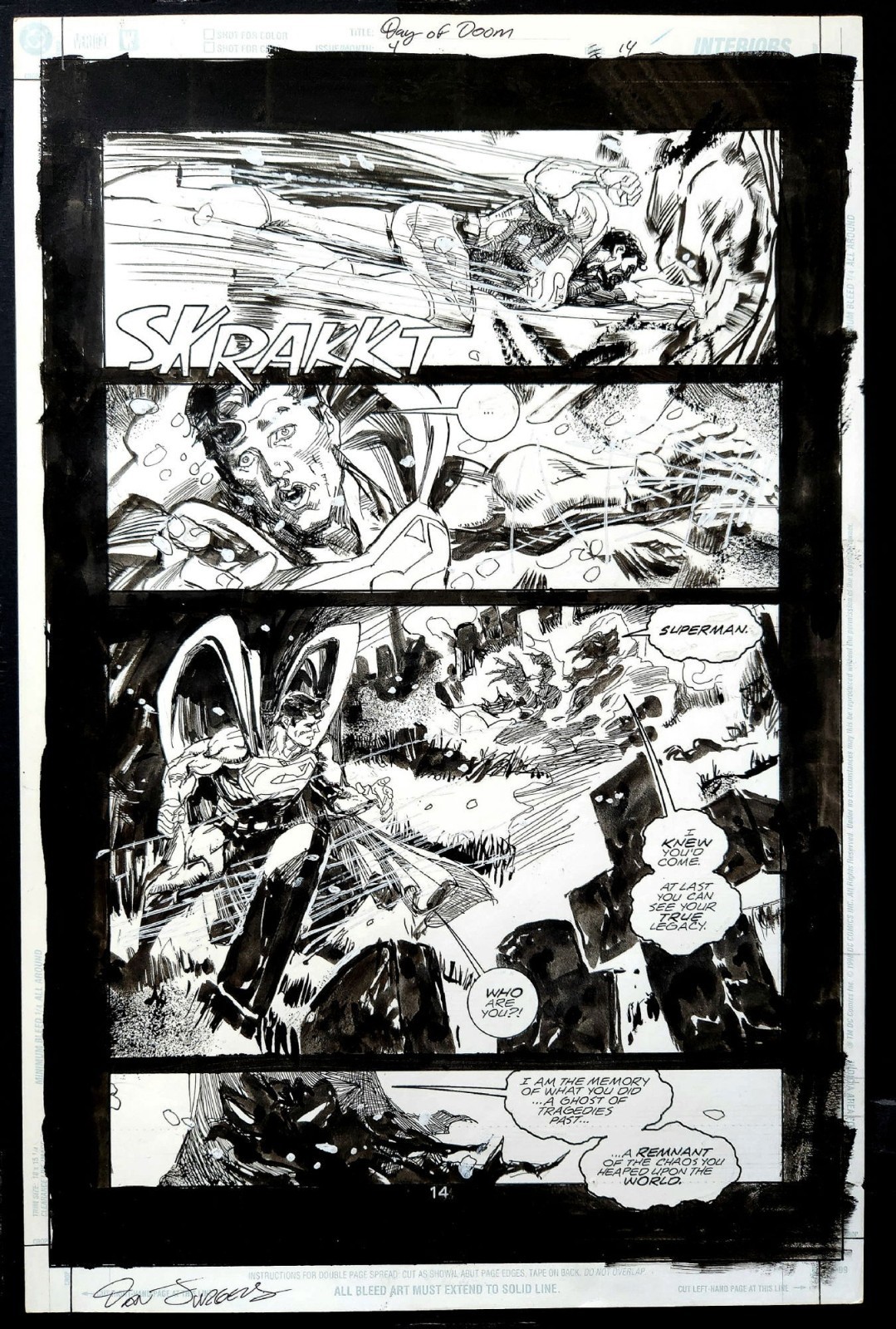 Superman Day Of Doom #4 Page 14 Original Art By Dan Jurgens & Bill Sienkiewicz 