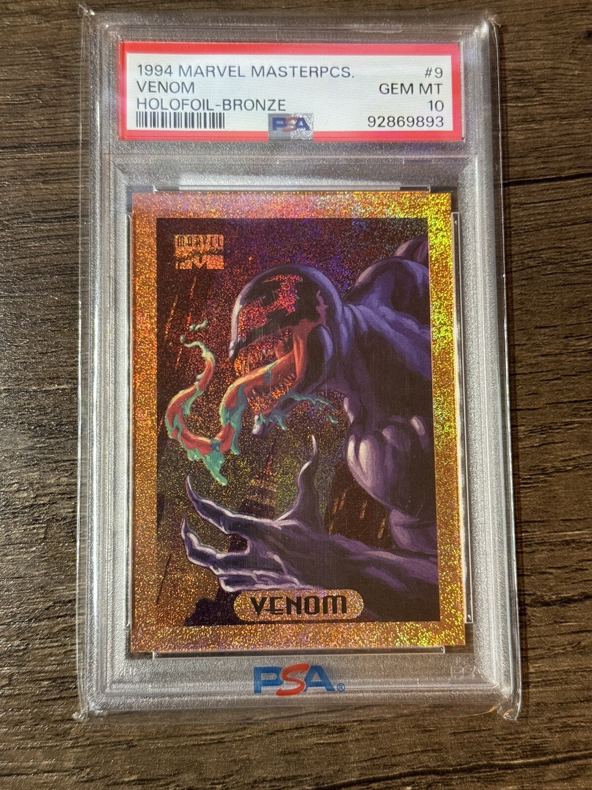 1994 Marvel Masterpieces Venom Holofoil- Bronze #9 PSA 10 GEM MT (Pop 5, 1 sold) 1994 Marvel Masterpieces Venom Holofoil- Bronze #9 PSA 10 GEM MT (Pop 5, 1 sold)