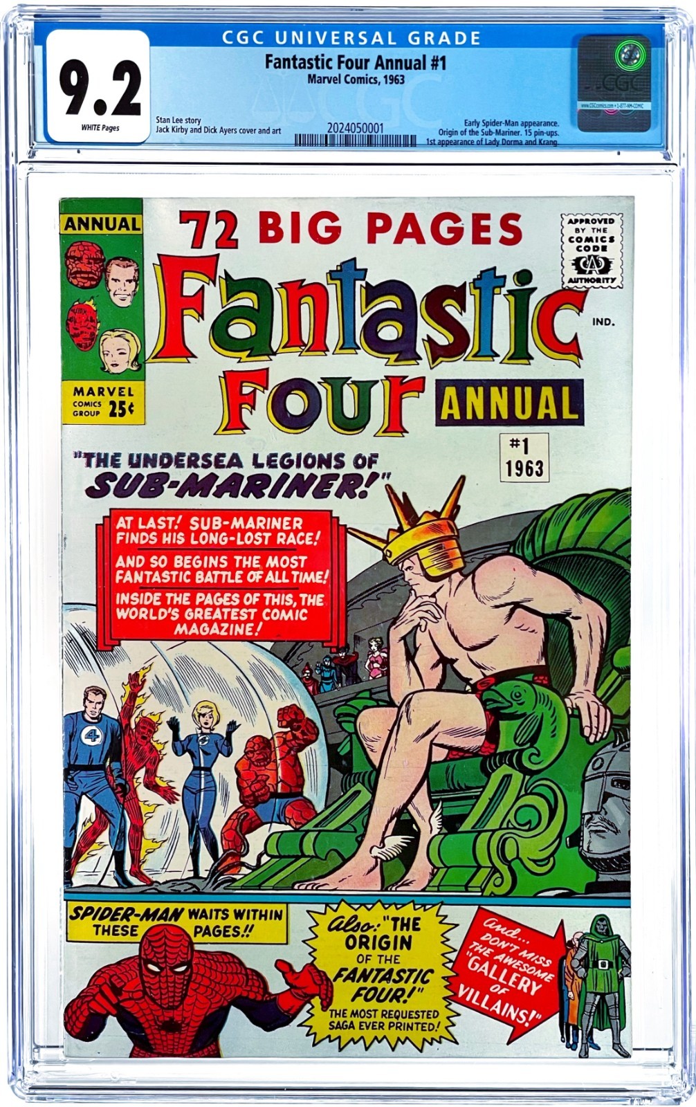 Fantastic Four Annual #1 CGC 9.2 WP 1963 Marvel Comics Spider-man Appearance 5th