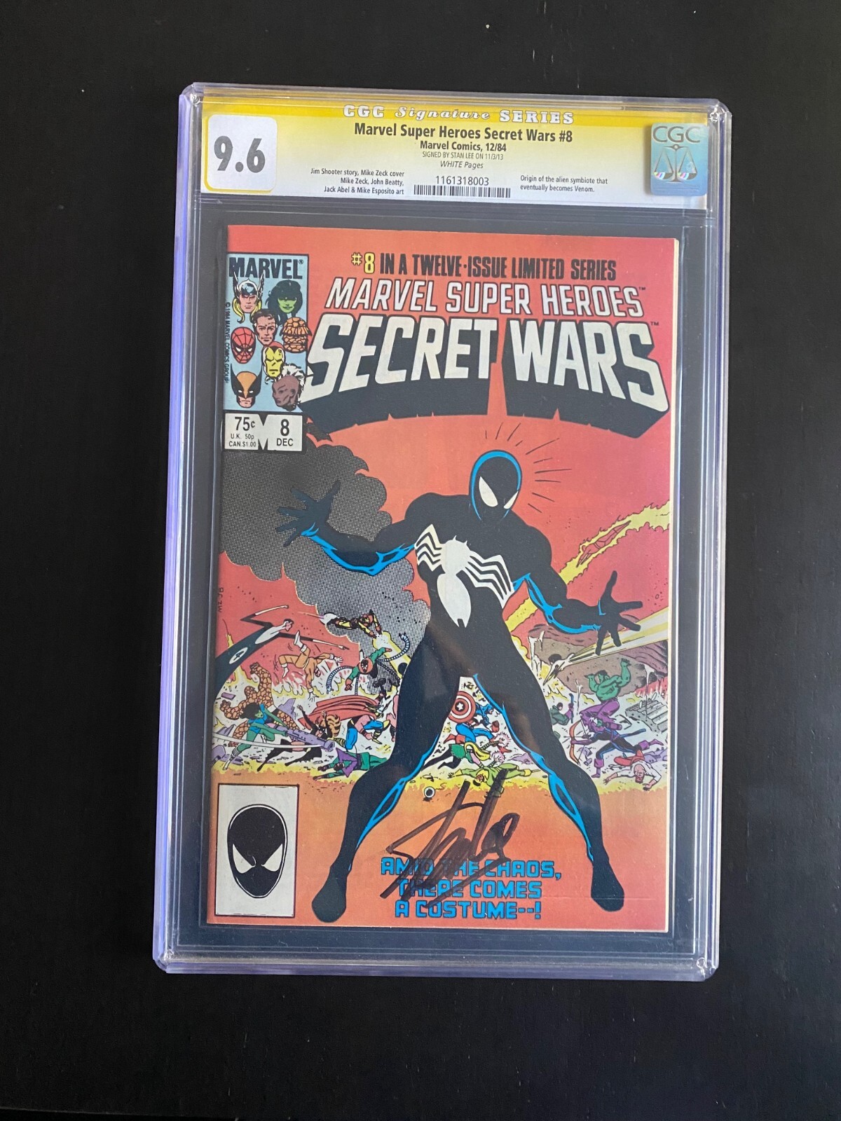 Secret Wars #8 Signed by Stan Lee 1st Black Costume CGC 9.6 NM Secret Wars #8 Signed by Stan Lee 1st Black Costume CGC 9.6 NM