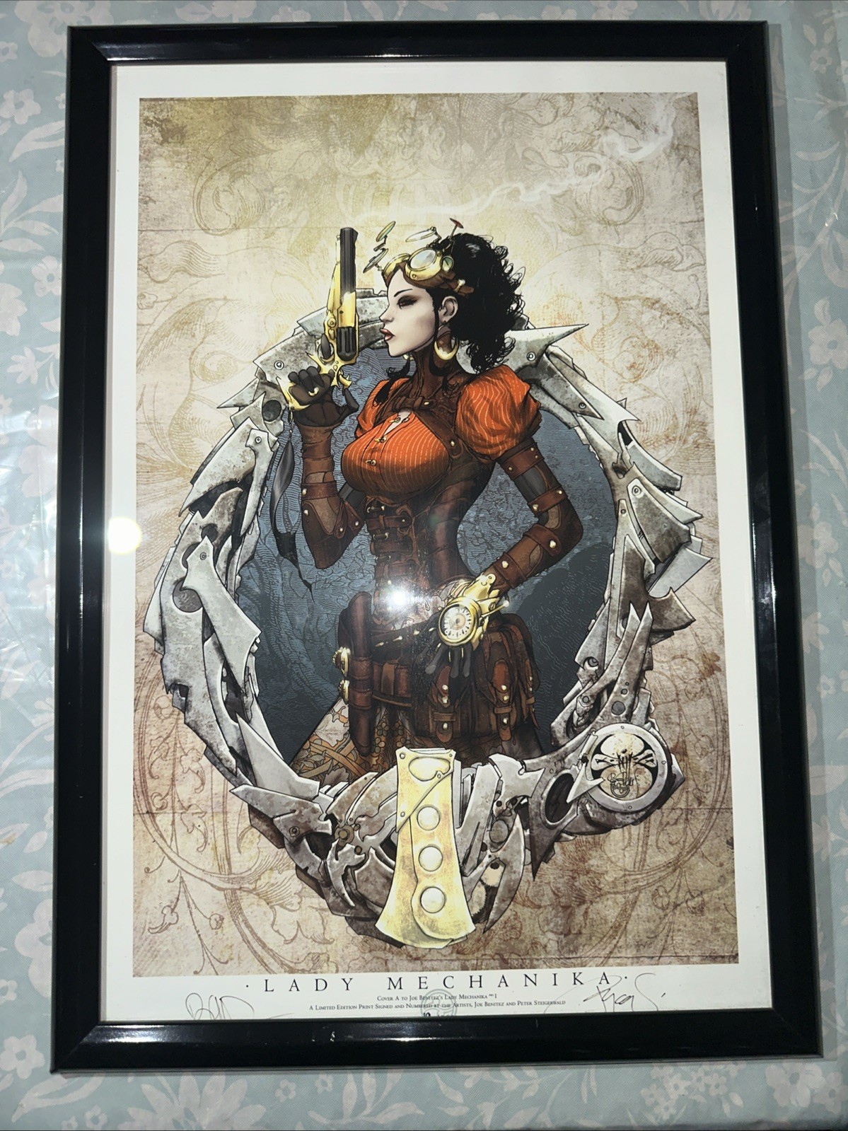 Vintage Poster Lady Mechanic #1 Framed  #19/100 SIGNED BY BENITEZ & STEIGERWALD*