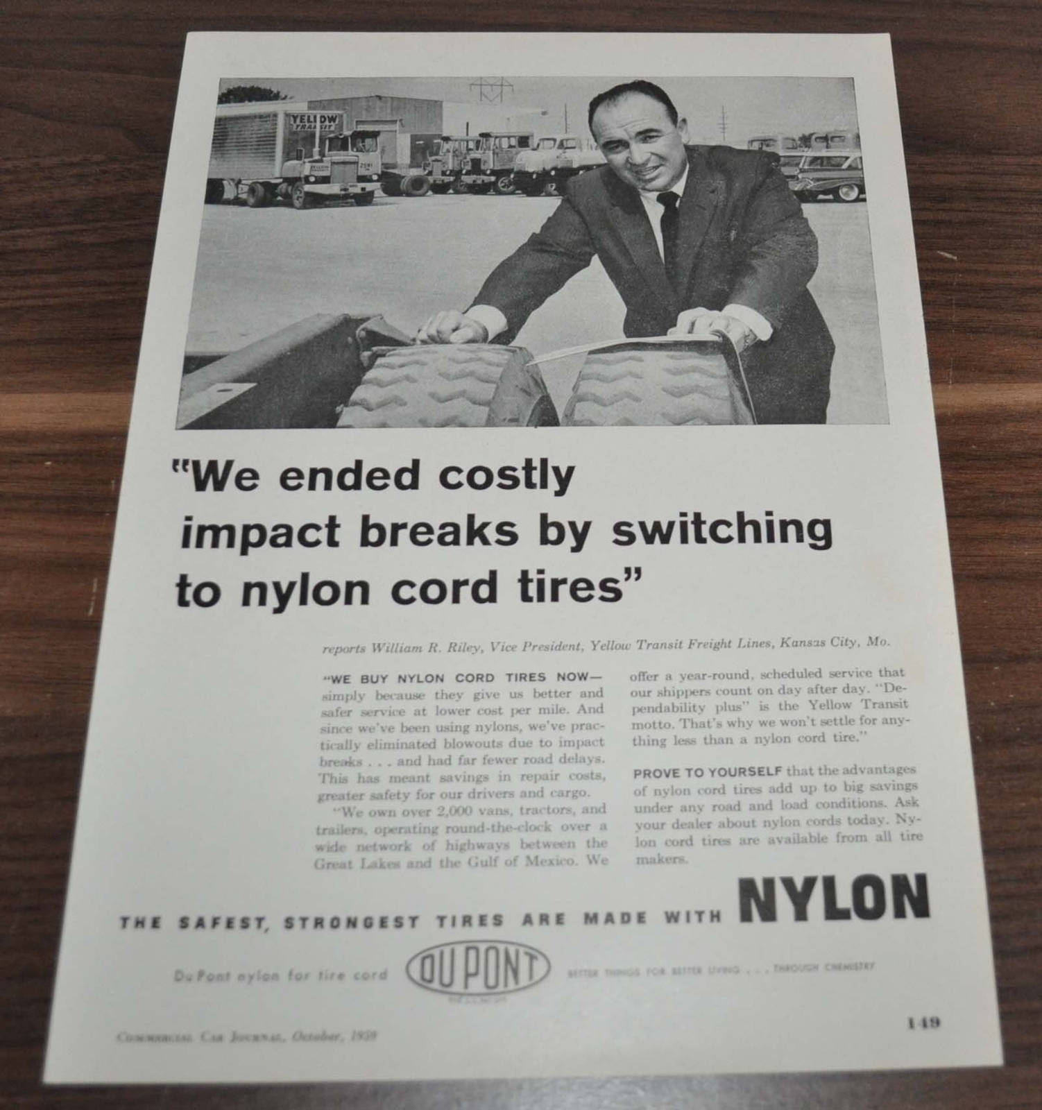 1959 Yellow Transit Freight Lines Kenworth CBE Nylon Tires Truck Ad 1959 Yellow Transit Freight Lines Kenworth CBE Nylon Tires Truck Ad